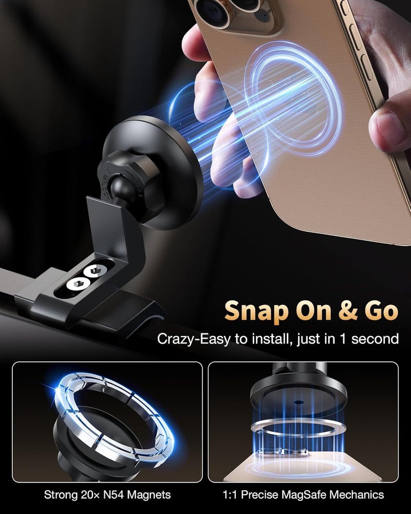 iGoevo 360° Rotating Magnetic Phone Mount for Toyota Tacoma 2016-2023 Dashboard - Secure Hold | Dashboard Phone Holder, Tacoma Phone Mount, Magnetic Car Mount, Toyota Tacoma Accessories - Image 2